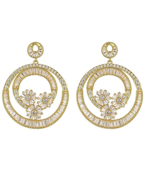 Gold-Tone Flower Hoop Earrings