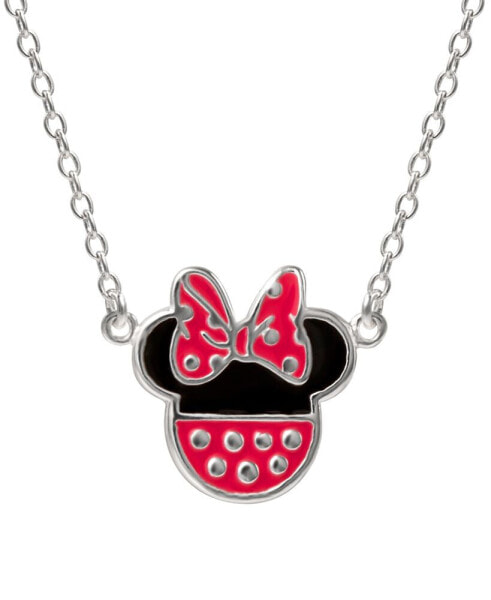 Disney minnie Mouse Enamel Pendant Necklace in Sterling Silver, 16" + 2" extender