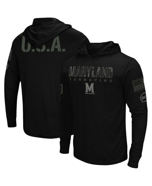 Men's Black Maryland Terrapins OHT Military-Inspired Appreciation Hoodie Long Sleeve T-shirt