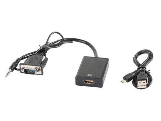 Lanberg AD-0021-BK - 0.2 m - HDMI Type A (Standard) - VGA (D-Sub) - Female - Male - Straight