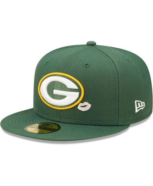 Men's Green Green Bay Packers Lips 59Fifty Fitted Hat