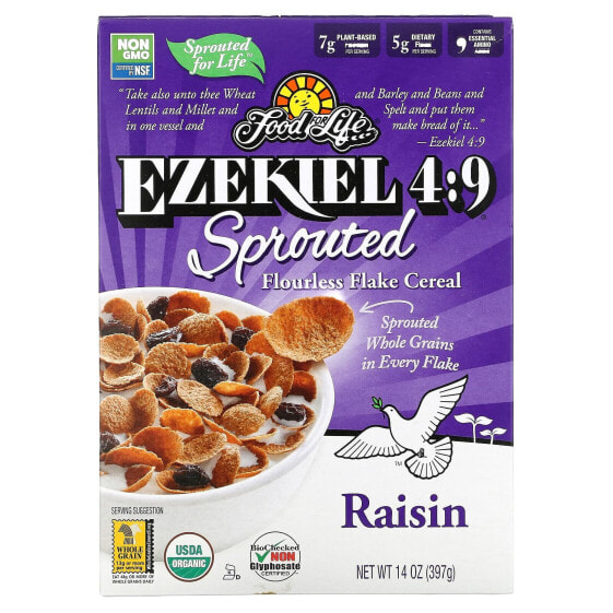 Ezekiel 4:9, Sprouted Flourless Flake Cereal, Raisin, 14 oz (397 g)
