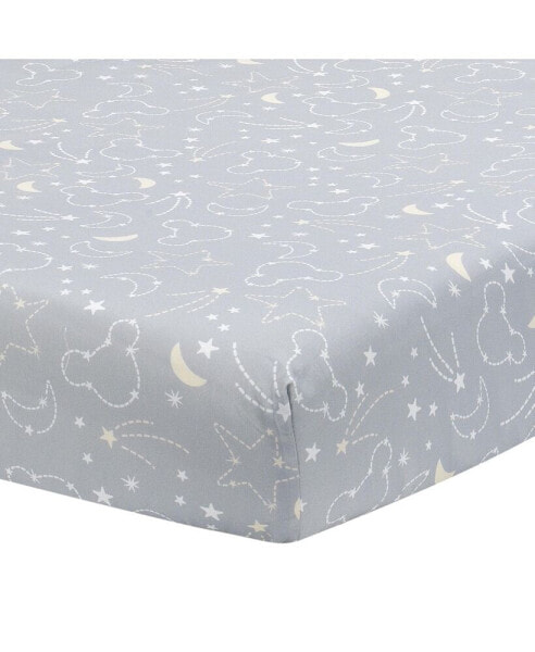 Disney Baby Mickey Mouse Gray/Yellow Celestial Fitted Crib Sheet by Lambs & Ivy