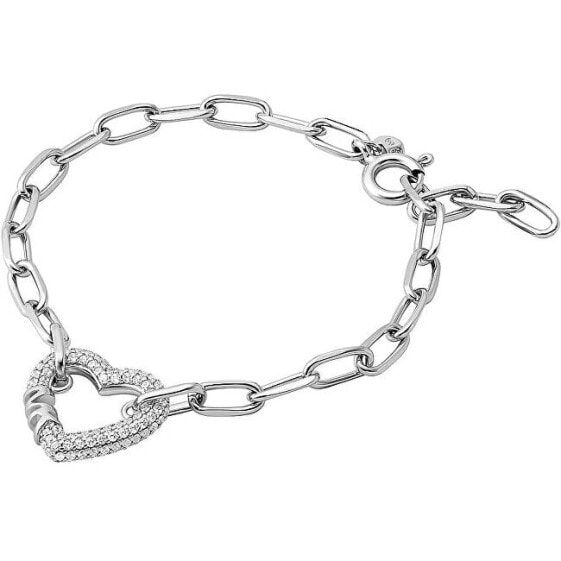 Romantic Pavé Heart Zirconia Silver Bracelet MKC1648CZ040