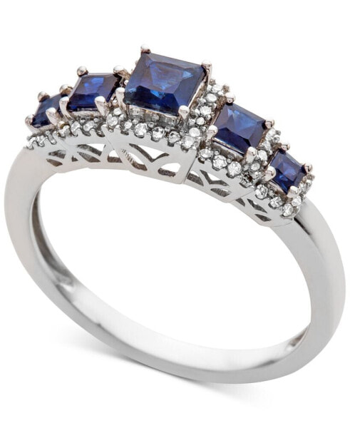 Sapphire (3/4 ct. t.w.) & Diamond (1/6 ct. t.w.) Ring in 14k Gold (Also Available in Ruby & Emerald)