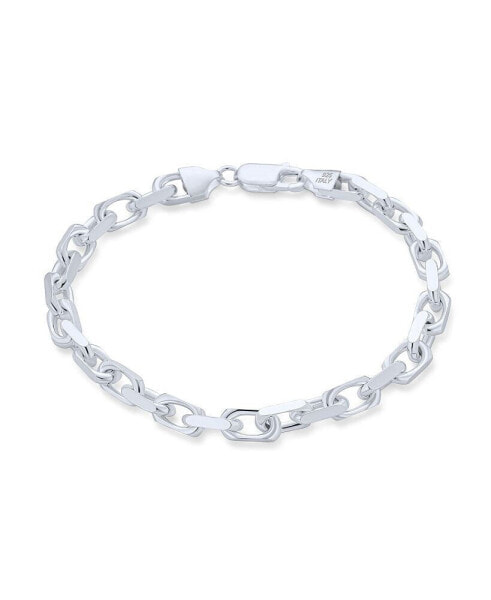 Men's 5MM Thick Solid Heavy .925 Sterling Silver Anchor Oval Forzata Chain Link Bracelet 8 Inch
