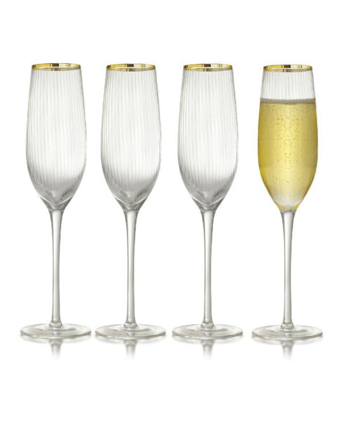Rocher Champagne Flutes, Set of 4, 8.5 Oz