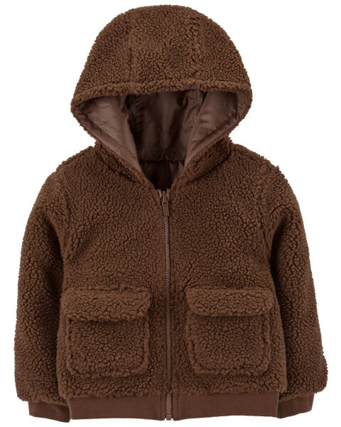 Toddler Reversible Hooded Sherpa Jacket 3T