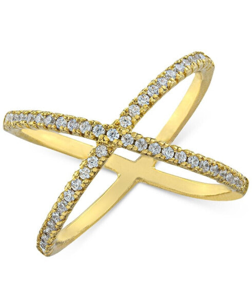 Cubic Zirconia Crisscross Statement Ring in Gold-Plated Sterling Silver, Created for Macy's