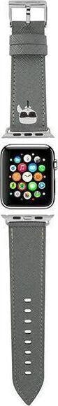 Karl Lagerfeld Karl Lagerfeld Pasek KLAWLOKHG Apple Watch 42/44/45mm srebrny/silver strap Saffiano Karl Heads