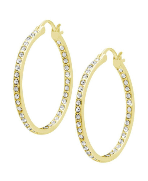 Silver or Gold Plated Clear Crystal Hoop Earrings