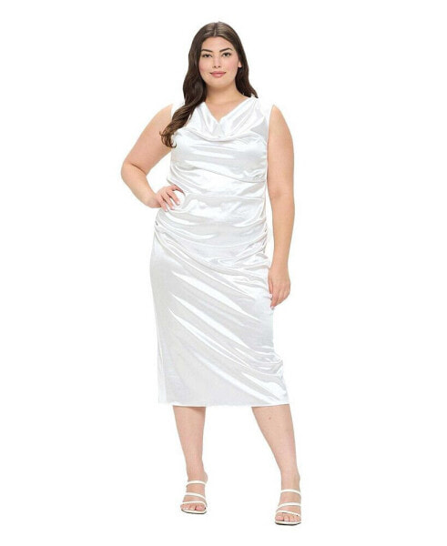 Plus Size Topanga Satin Stretch Cowl Dress