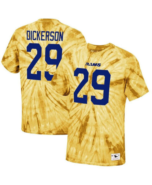 Men's Eric Dickerson Gold Los Angeles Rams Tie-Dye Retired Player Name and Number T-shirt