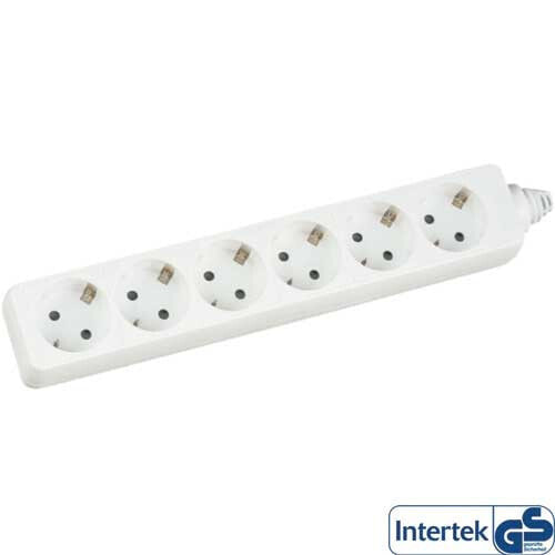 InLine Socket strip - 6-way earth contact CEE 7/3 - white - 1.5m