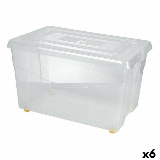 Хозяйственные товары BB Home Коробка для хранения с колесами и крышкой Прозрачный 60 L (6 штук)