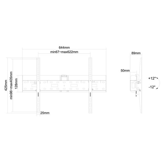 Newstar LFD-W2640MP настенное крепление для мониторов 190,5 cm (75") Черный