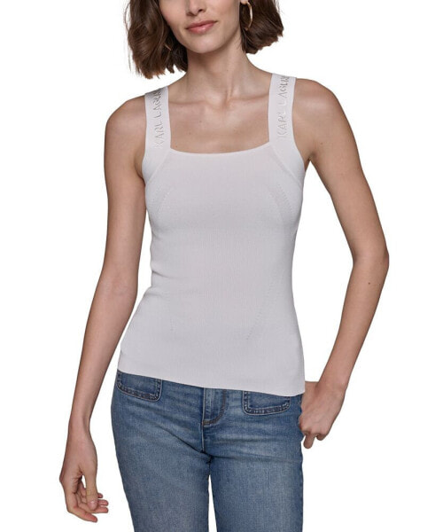 Women's Logo-Strap Square-Neck Top