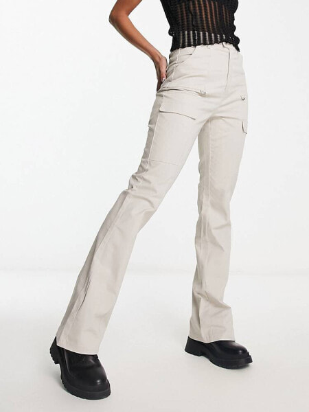 Daisy Street flare cargo trousers in stone