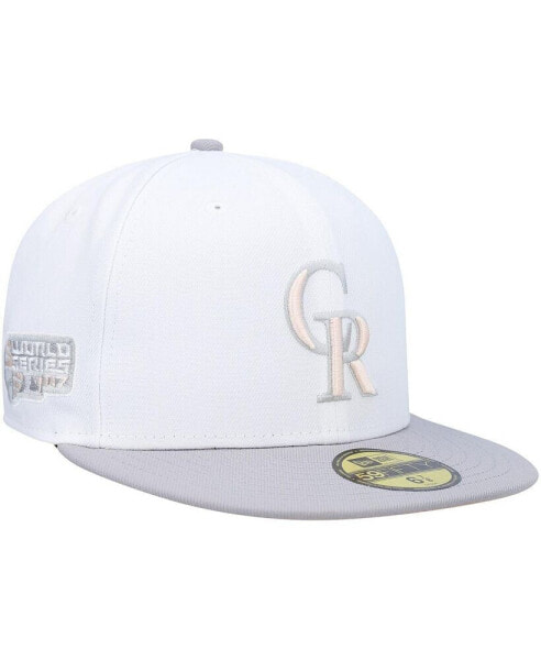 Men's White, Gray Colorado Rockies 2007 World Series Side Patch Undervisor 59FIFTY Fitted Hat
