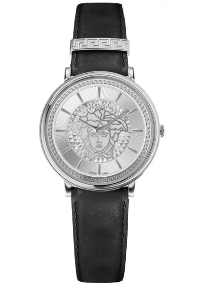 VERSACE Damen Armbanduhr V CIRCLE Lederarmband schwarz VE81017 19