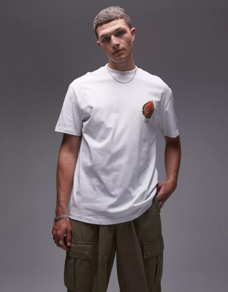 Topman oversized t-shirt with badges in white