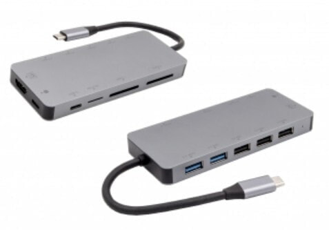 Exsys EX-1221HM - USB 3.2 Gen 1 (3.1 Gen 1) Type-C - HDMI,USB 2.0,USB 3.2 Gen 1 (3.1 Gen 1) Type-A - 3840 x 2160 pixels - MicroSD (TransFlash),SD - 5000 Mbit/s - Silver