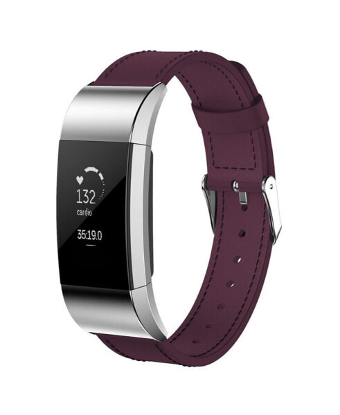 Unisex Fitbit Charge 2 Purple Genuine Leather Watch Replacement Band