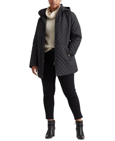 Women's Plus Size Hooded Quilted Coat, Created by Macy's
