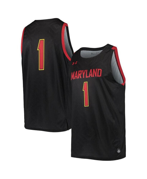 Men's Number 1 Black Maryland Terrapins College Replica Basketball Jersey