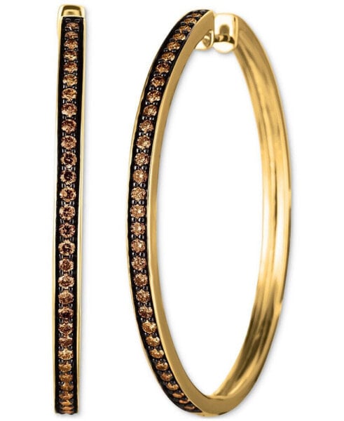 Chocolate Diamond Medium Hoop Earrings (1 ct. t.w.) in 14k Gold, 1.57"