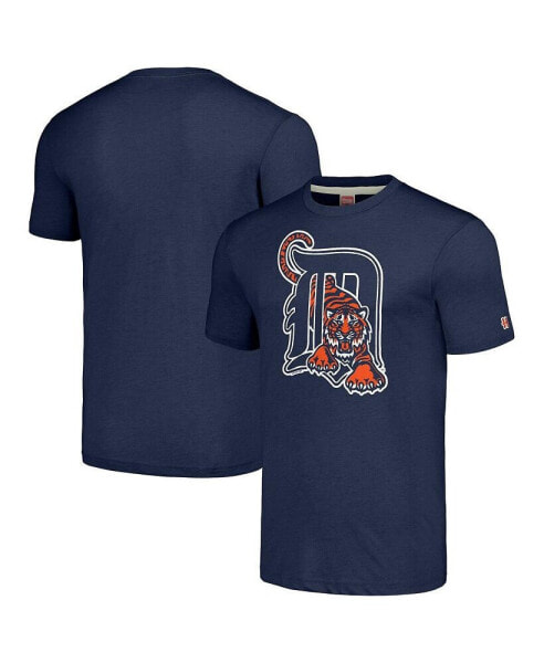 Men's Navy Detroit Tigers Cooperstown Collection Hand-Drawn Logo Tri-Blend T-Shirt