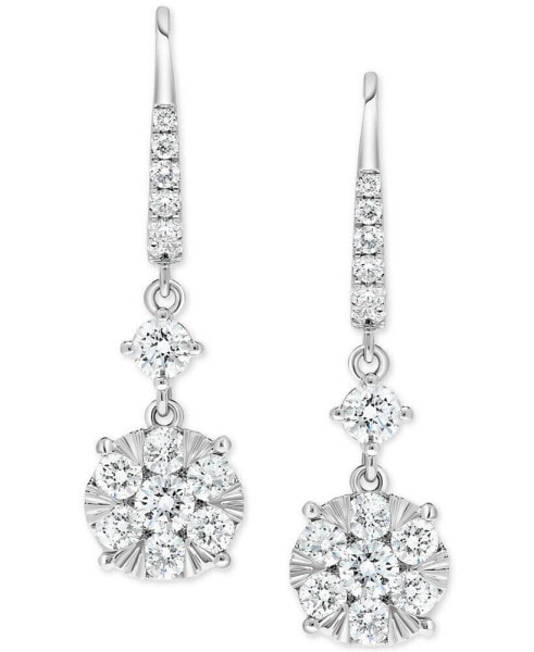 Diamond Linear Cluster Drop Earrings (2 ct. t.w.) in 14k White Gold