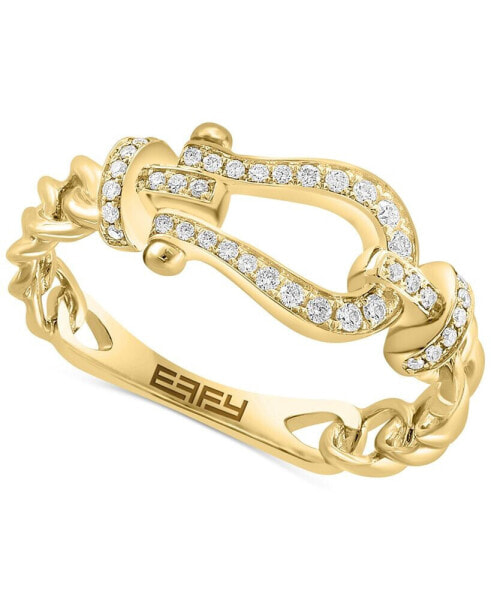 EFFY® Diamond Horseshoe Buckle Ring (1/6 ct. t.w.) in 14k Gold