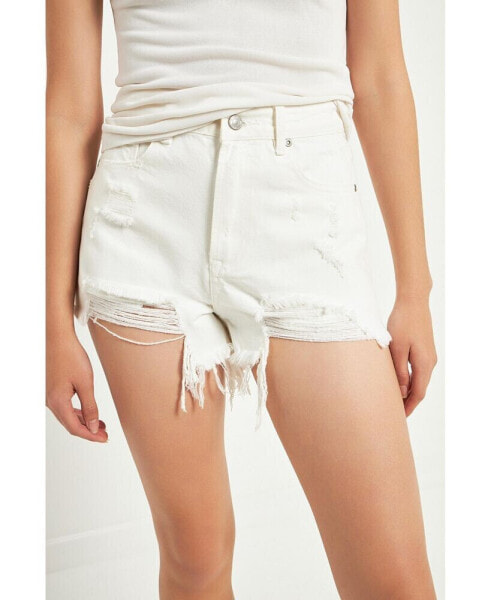 Women's Destroyed Denim Shorts