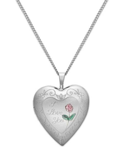 Macy's i Love You Heart Locket Necklace in Sterling Silver