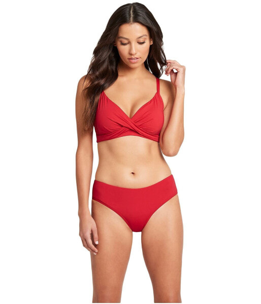 SEA LEVEL SWIM 294648 Mid Bikini Pant Bottoms Swimsuit Essentials Red Size 4