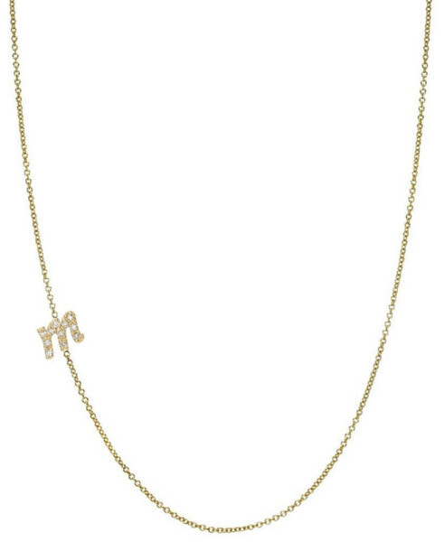 Zoe Lev diamond Initial Side Pendant Necklace (1/20 ct. t.w.) in 14k Gold, 16" + 2' extender
