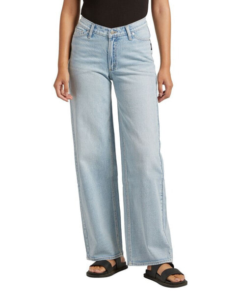 Women's V-Front Mid Rise Wide Leg Jeans