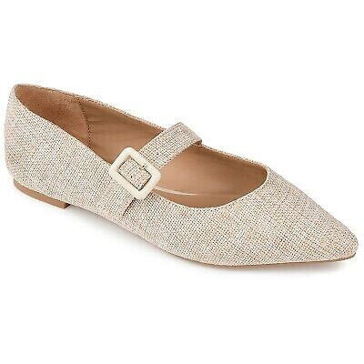 Journee Collection Womens Karissa Buckle Pointed Toe Mary Jane Flats Beige 9.5