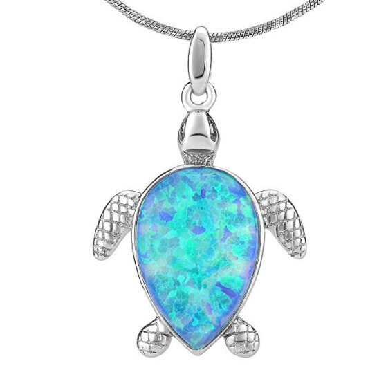 Playful silver turtle pendant JJJP1184