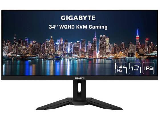 GIGABYTE M34WQ 34" 144Hz Ultrawide KVM Gaming Monitor, 3440 x 1440 IPS Display,