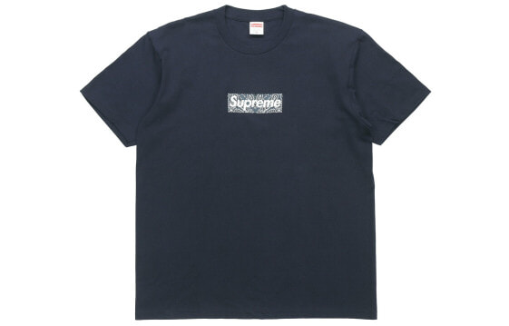 Supreme FW19 Week 17 Bandana Box Logo Tee 腰果花 徽标短袖T恤 男女同款 海军蓝 / Футболка Supreme FW19 Week SUP-FW19-10903