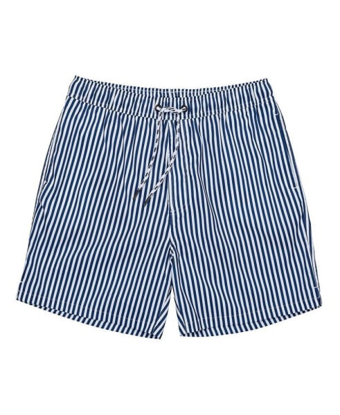 Men's Denim Stripe Comfort Lined Swim Short