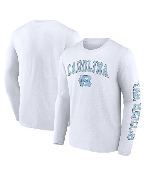 Men's White North Carolina Tar Heels Distressed Arch Over Logo Long Sleeve T-shirt