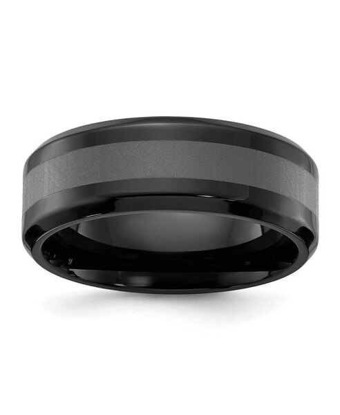 Stainless Steel Black IP-plated Brushed Band Ring