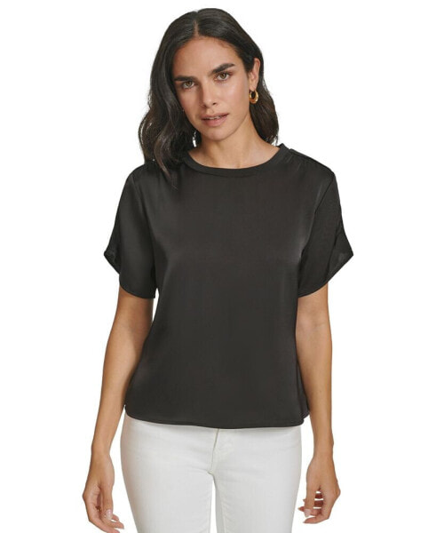 Women's Short-Sleeve Satin Top