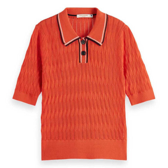 SCOTCH & SODA Pointelle Collared short sleeve polo