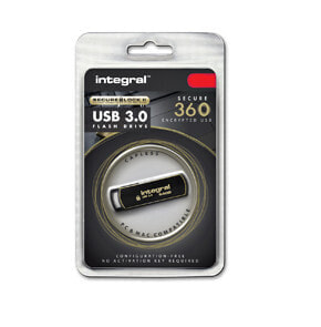 Integral 64GB Secure 360 Encrypted USB 3.0 - 64 GB - USB Type-A - 3.2 Gen 1 (3.1 Gen 1) - Swivel - 5 g - Black - Gold