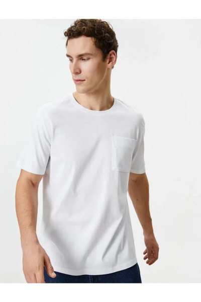 Erkek T-shirt 4sam10228hk Beyaz