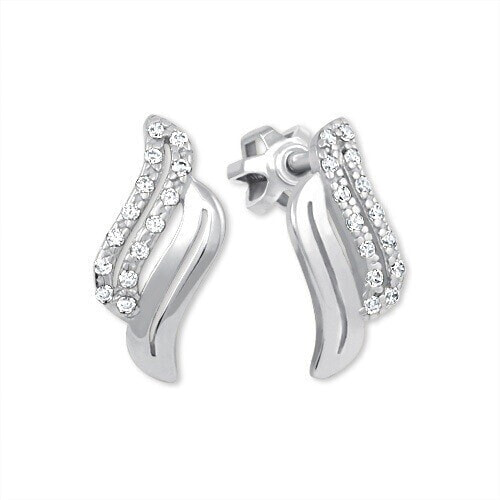 Beautiful earrings in white gold with zircons 239 001 00586 07